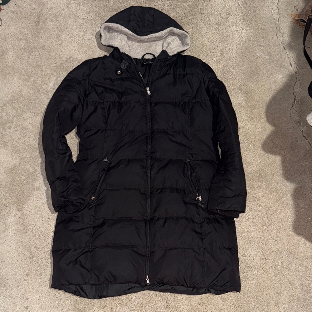 Lauren Ralph Lauren Down Parka Puffer Women’s XL Black Hooded Jacket